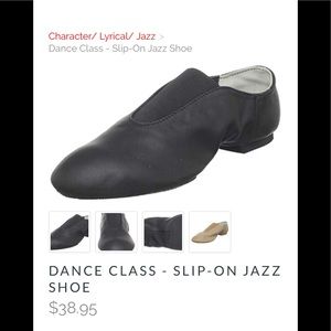 Dance Class Black Leather Slip-on Jazz Shoes NIB
